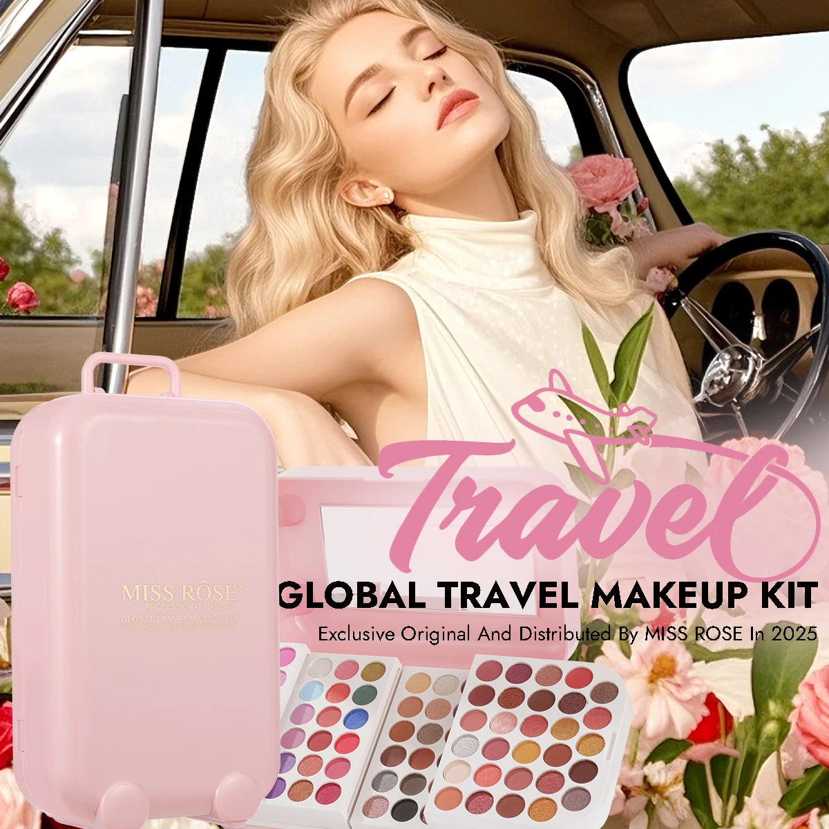 Professional Portable Travel Makeup Set for Women, All‑in‑One Integrated Makeup Palette with Built‑in Mirror for Touch‑Ups, Makeup Gift Set, Perfect Present for Girls on Valentine’s Day, Christmas & Halloween