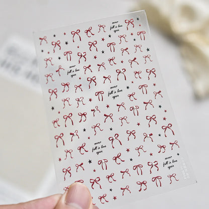 Cute Cartoon Christmas 5D Nail Stickers Red White Candy Cane Mint Cookie Gingerbread Man Snowflake Self Adhesive Nail Decals