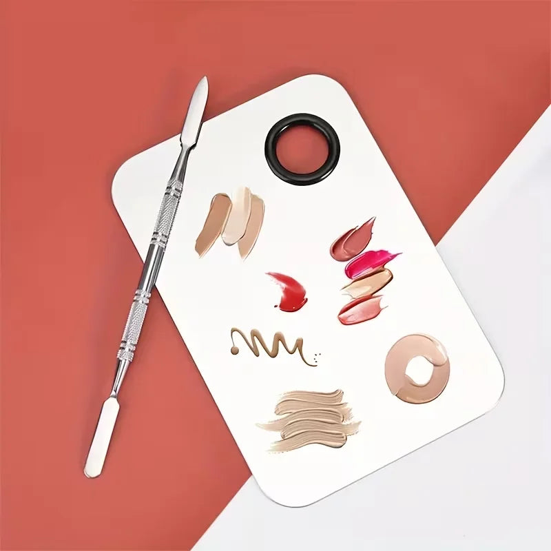 Stainless Steel Pro Makeup Mixing Palette - Seamless Blender for Foundation, Shadow & Cream - Hygienic Spatula, Durable & Easy
