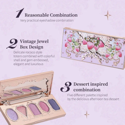 Flower Knows Violet Eye Shadow Strawberry Rococo Series Five-Color Eyeshadow Palette G01 Starmoon Strawberry 0.21OZ./6G
