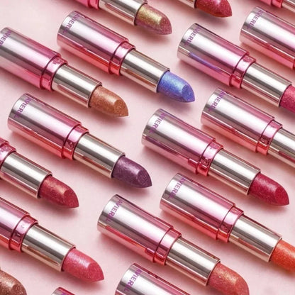 14Color Metallic Violet Lipstick Polarizing Pigment Diamond Glitter Lipgloss Waterproof Lasting Gold Pearl Shine Sexy Lip Makeup