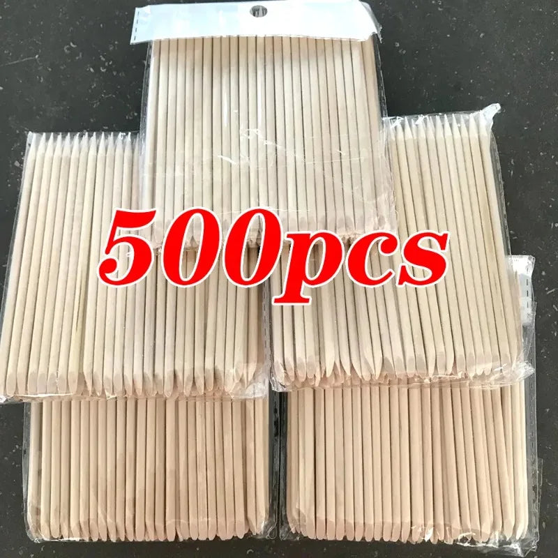 100 500Pcs Orange Wood Nail Sticks Double Head Cuticle Pusher Remover Pedicure Manicure Tools 11.5cm Professional Salon Supplies