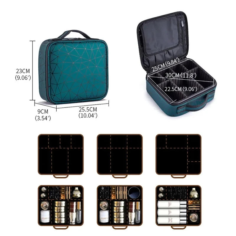 New PU Leather Cosmetic Bag For Women Professional Makeup Case Travel Toiletry Makeup Bag Beauty Nail ToolBox Make Up Handbag