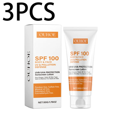 Face & Body Sunscreen Non-Greasy SPF 100+ Facial Sunblock UVA & UVB Protection Sunblocking Cream Anti Aging for Summer Beach