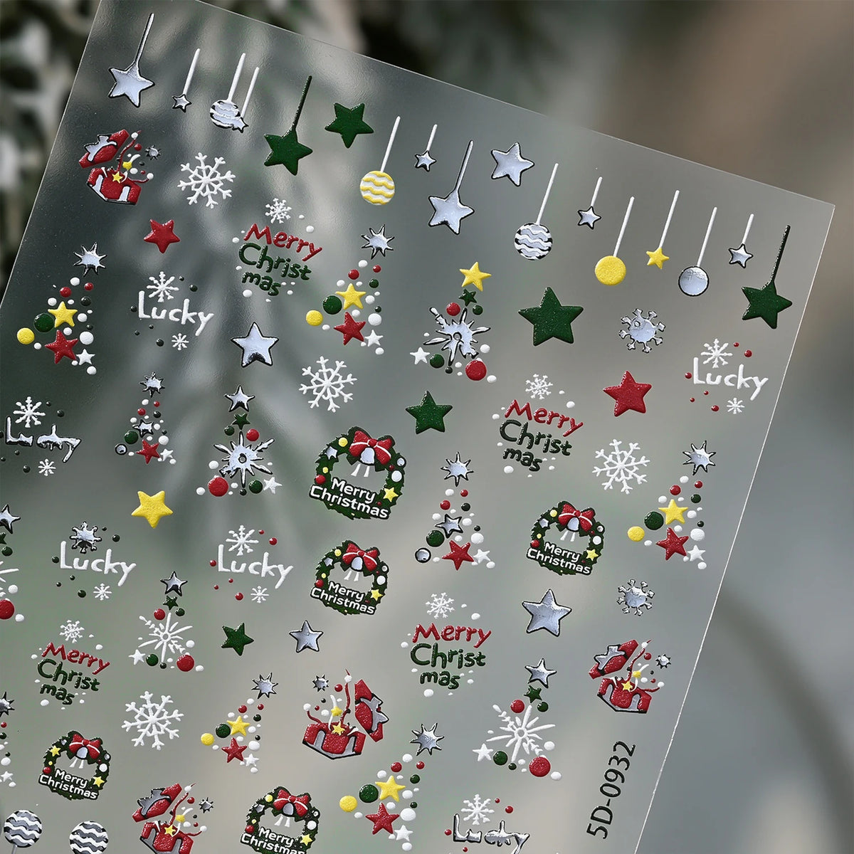 4pcs/set Christmas Snow Globe Snowflake Nail Stickers Round Wreath Polka Dots Merry Christmas Nail Decals Festival Decorations