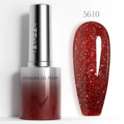 10ml Venalisa Hema Free TPO Free Gel Nail Polish Christmas New Year Soak Off Glitter Red Colors Cat Eye Magnet Nail Gel Polish