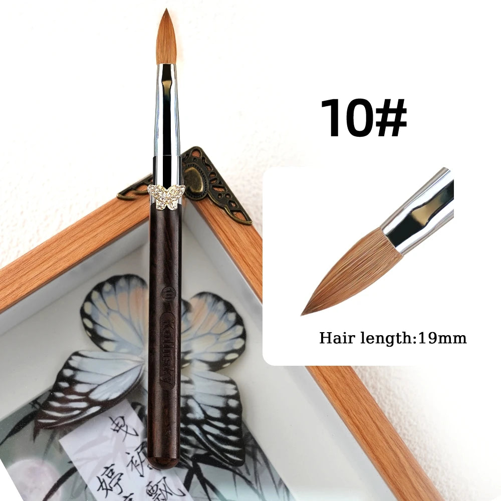 100% Kolinsky Acrylic Brush UV Gel Carving Nail Brush Purple Sandalwool Handle Zircon Butterfly Manicuring Nail Tools Size 2-20