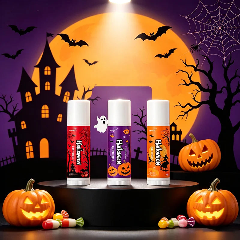 Halloween Theme Lip Balm Moisturizing And Non-sticky Lip Care Stick Fragrance nourishing Hand Cream Set Halloween Gifts