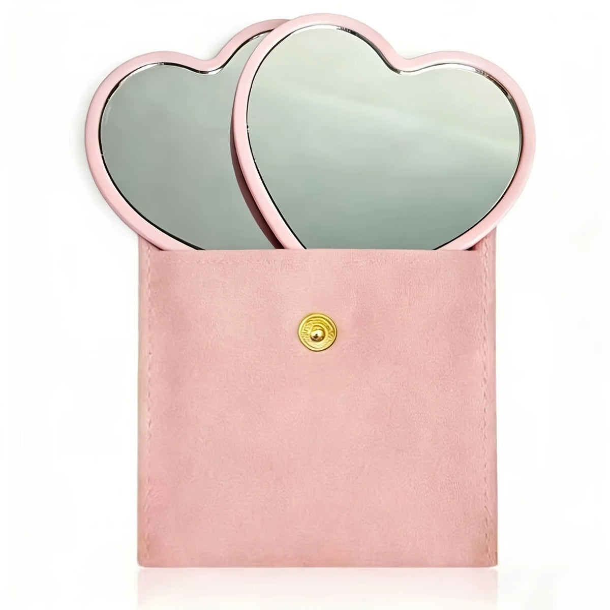 10/20/30sets Heart Shaped Pink Glass Makeup Mirror with Matching Cosmetic Bag for Travel Home Decor Holiday Gift