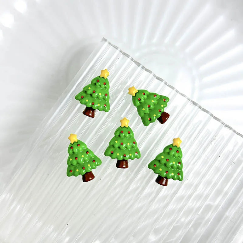 30PCS 3D Cartoon Santa Claus Elk Nail Charms Cute Snowman Dot Christmas Socks Nail Art Decorations for DIY Christmas Style Nails