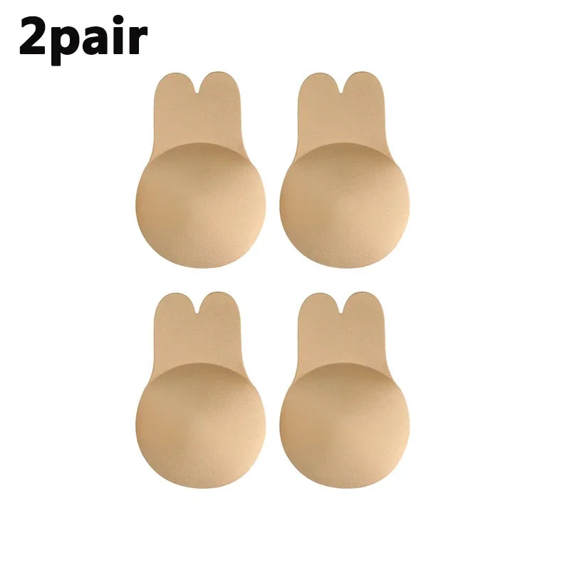 Women Breast Lifting Stickers Push Up Bras Silicone Invisible Chest Strapless Breast Rabbit Lift Up Tape Nipple Cover Bra Pads
