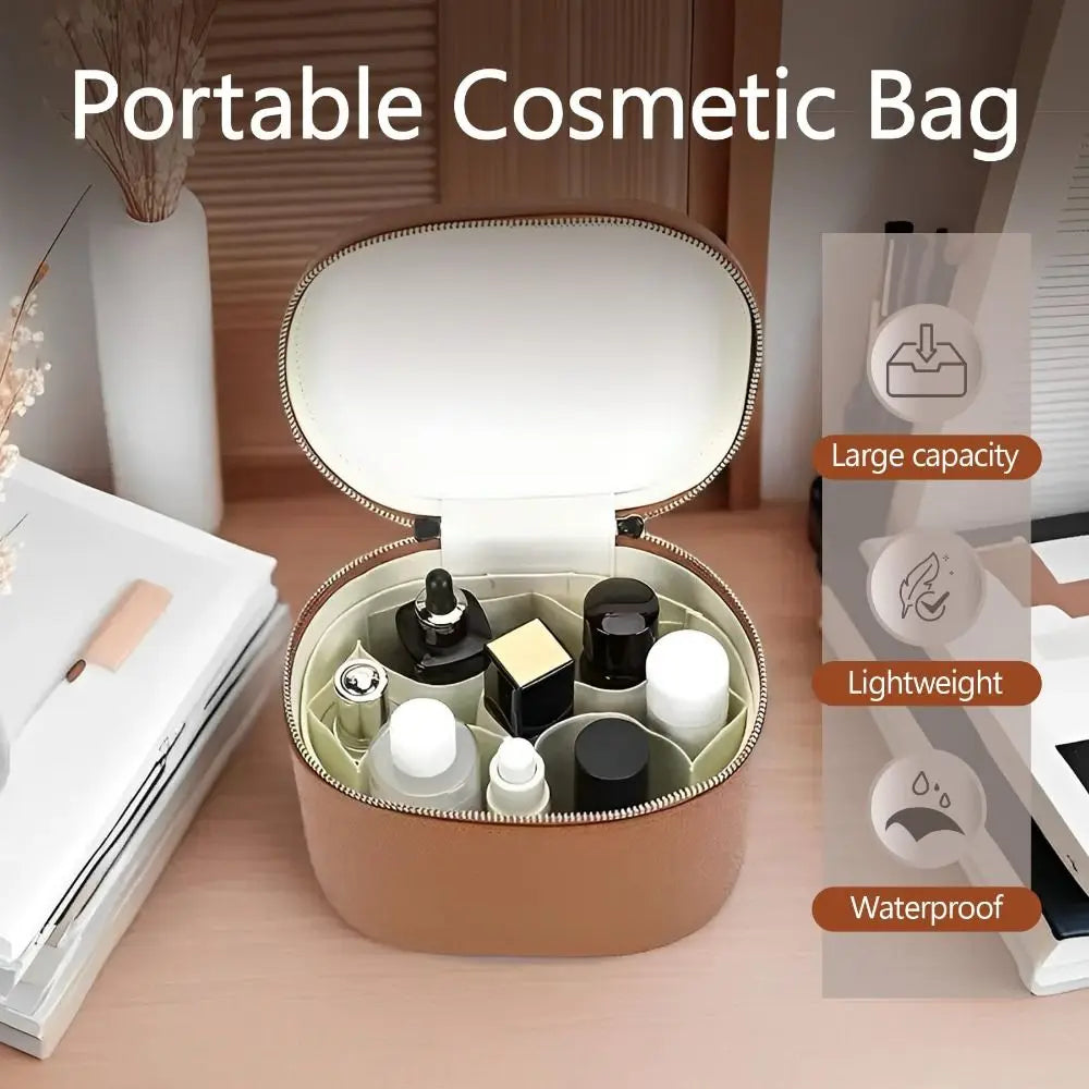 Large Capacity Cosmetic Box PU Leather Internal Storage Box Travel Organizer Bag Waterproof Zipper Closure Makeup Bag Daily Use