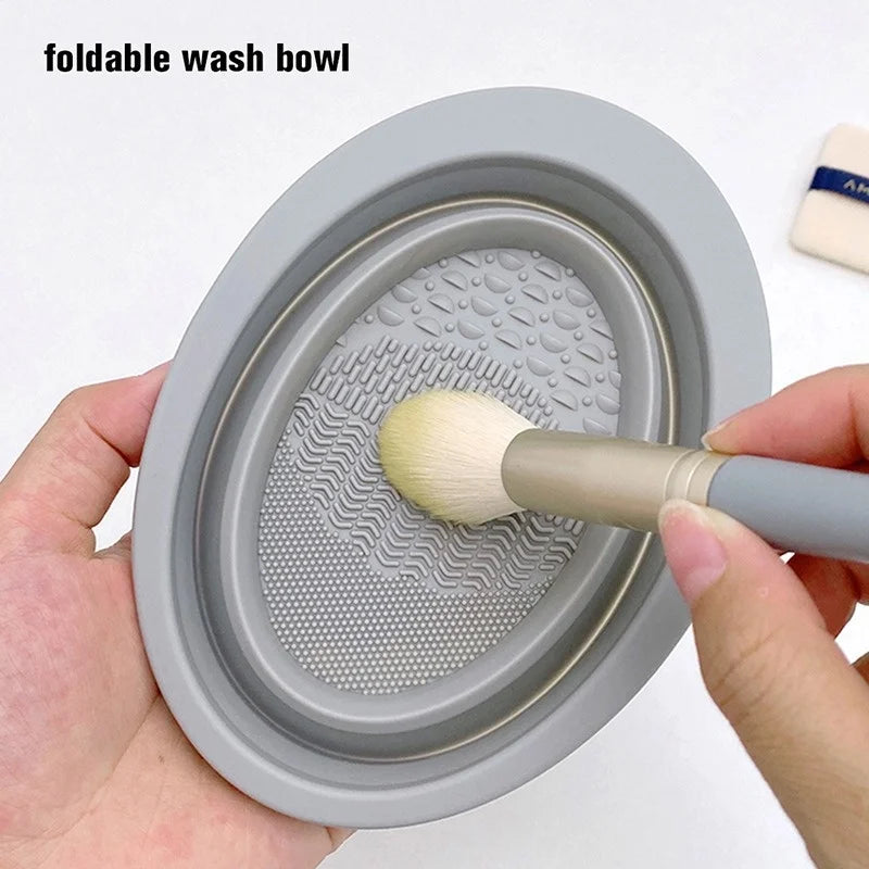 Silicone Makeup Brush Cleaner Bowl Foldable Cleaning Mat Cosmetic Foundation Eyeshadow Powder Brushes Cleaner Tools For Makeup