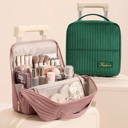 Vertical Makeup Bag for Travel,Upright Makeup Bag Large Capacity Portable Cosmetic Women Portable Cosmetic Case