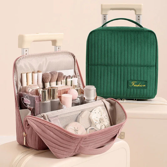 Vertical Makeup Bag for Travel,Upright Makeup Bag Large Capacity Portable Cosmetic Women Portable Cosmetic Case