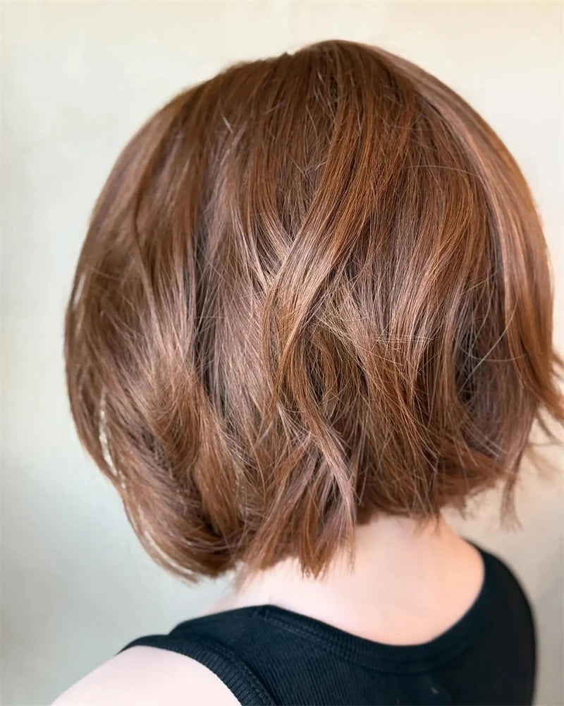 12inch Black Women white Short Bob Lace Front Wig,13x4HD Transparent Clear Lace Light Brown Glueless Fashion natural  Daily Wear