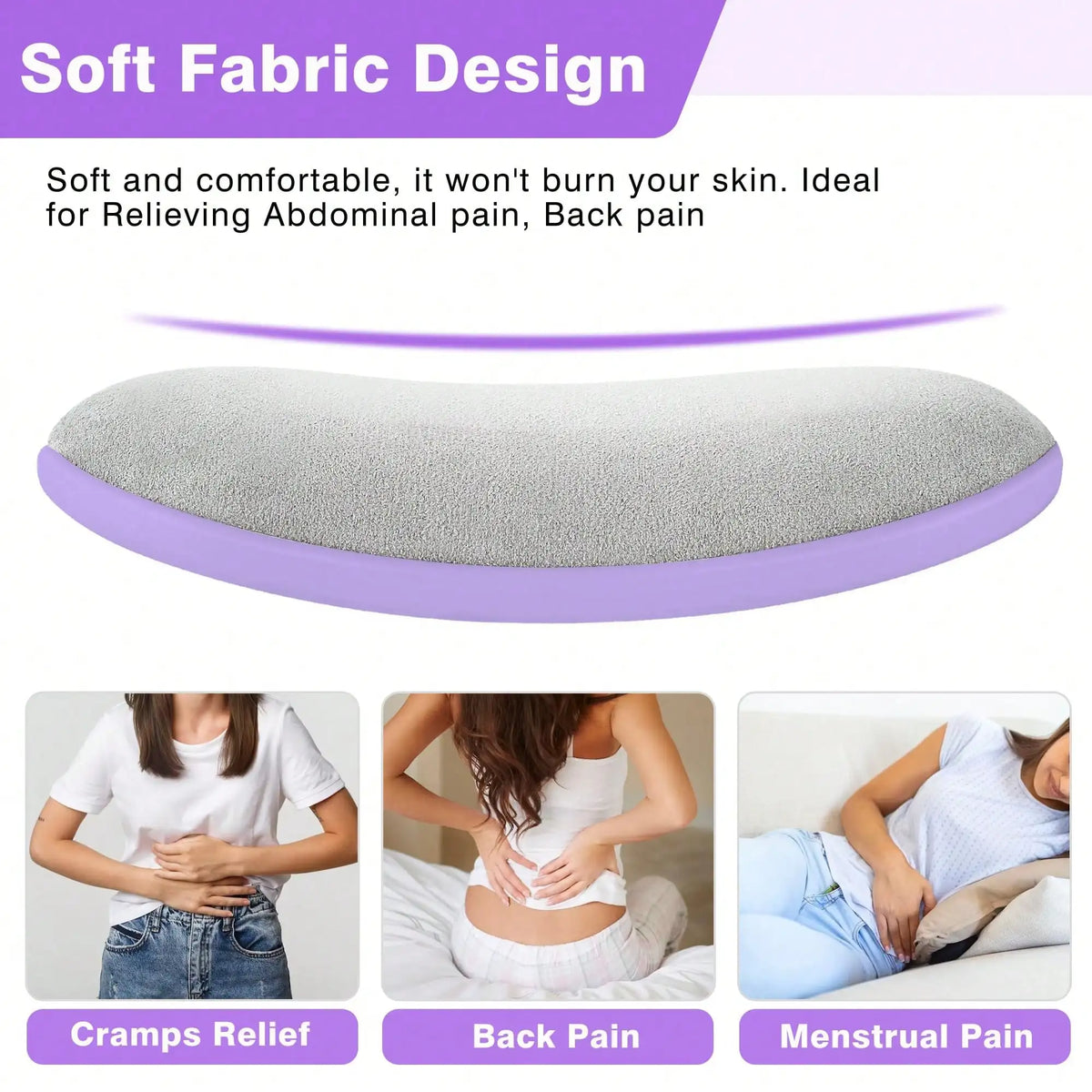 Menstrual Heating Pad, Portable Cordless Heating Pads For Cramps Period Cramp Massager With 6 Heat Levels And 6 Massage Modes, Purple