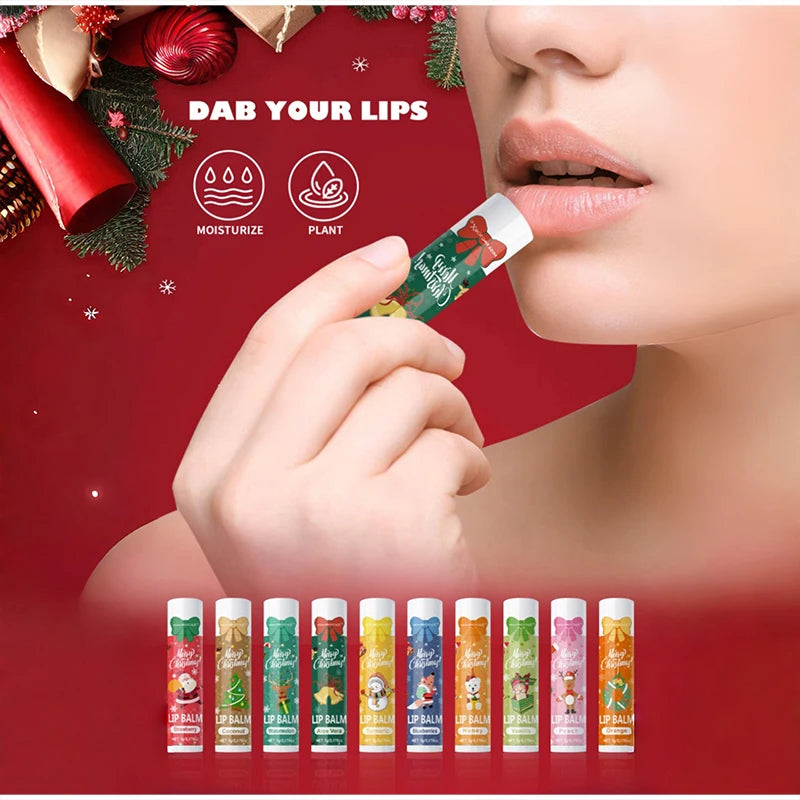 Christmas Limited Lipstick Case 10pcs Plant Extract Multi Flavor Moisturizing  Repairing Lip Dryness Lipstick Gift To Women New