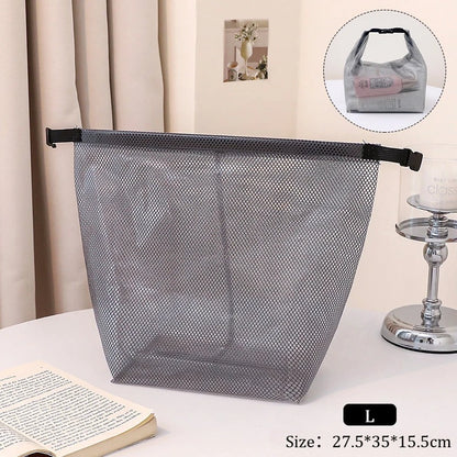 Large Capacity Waterproof Makeup & Toiletry Bag Portable Handheld Cosmetic Organizer Pouch Travel Storage Bag with Button