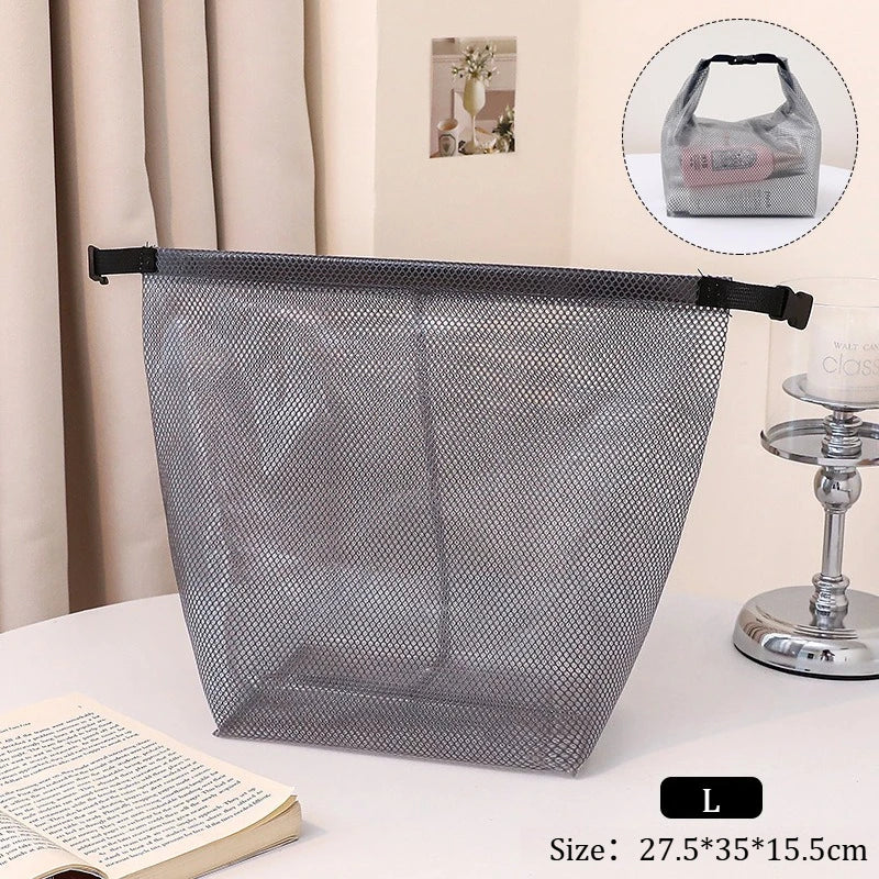 Large Capacity Waterproof Makeup & Toiletry Bag Portable Handheld Cosmetic Organizer Pouch Travel Storage Bag with Button