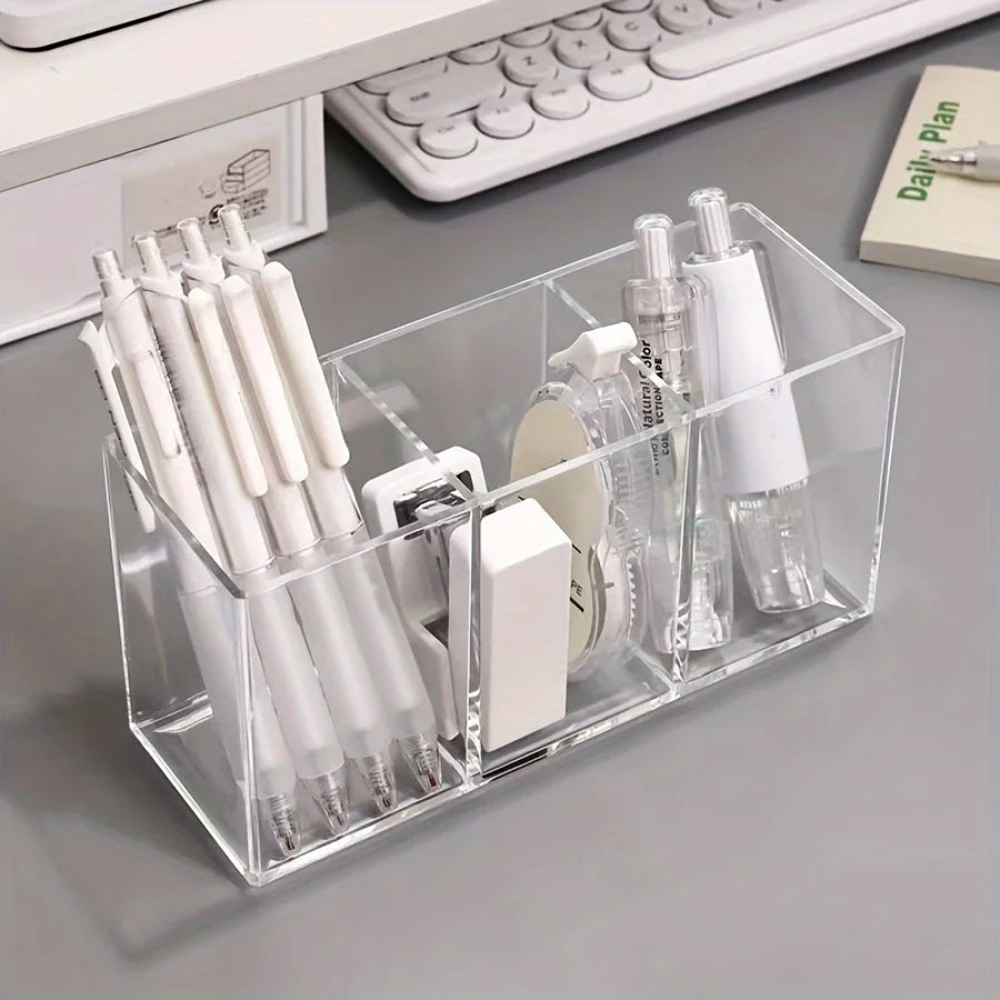 Transparent Makeup Organizer - Countertop Cosmetic Storage for Lipstick Brushes Makeup Brush Storage, Desktop Storage Pen Holder