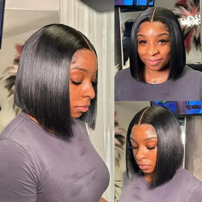 Straight 13x4 Short Bob Remy Hair HD Transparent Lace Full Lace Frontal Wigs 100% Human Hair For Women 4x4 5x5 Lace Closure Wig