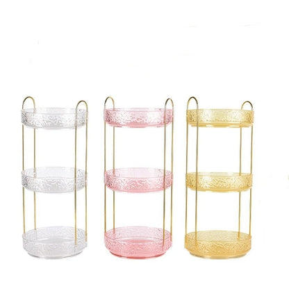 1Pc/Water Ripple Pattern Bedroom Vanity Cosmetic Rotating Storage Rack Box Bathroom Desktop Perfume and Skincare Tray
