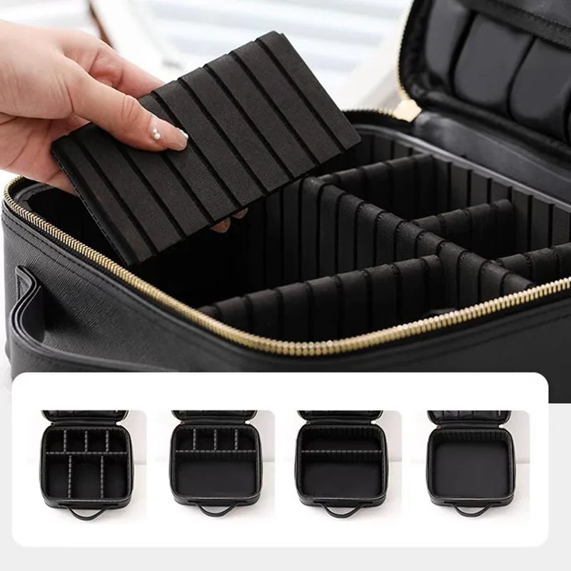 New PU Leather Cosmetic Bag For Women Professional Makeup Case Travel Toiletry Makeup Bag Beauty Nail ToolBox Make Up Handbag