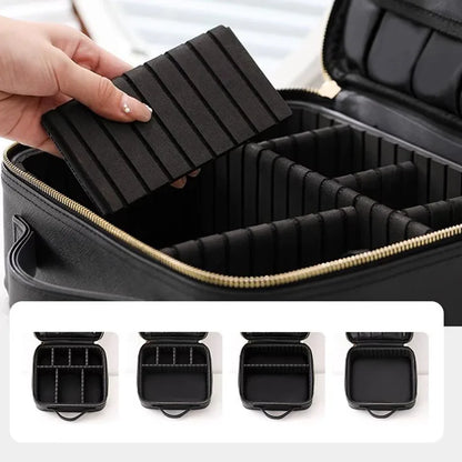 New PU Leather Cosmetic Bag For Women Professional Makeup Case Travel Toiletry Makeup Bag Beauty Nail ToolBox Make Up Handbag