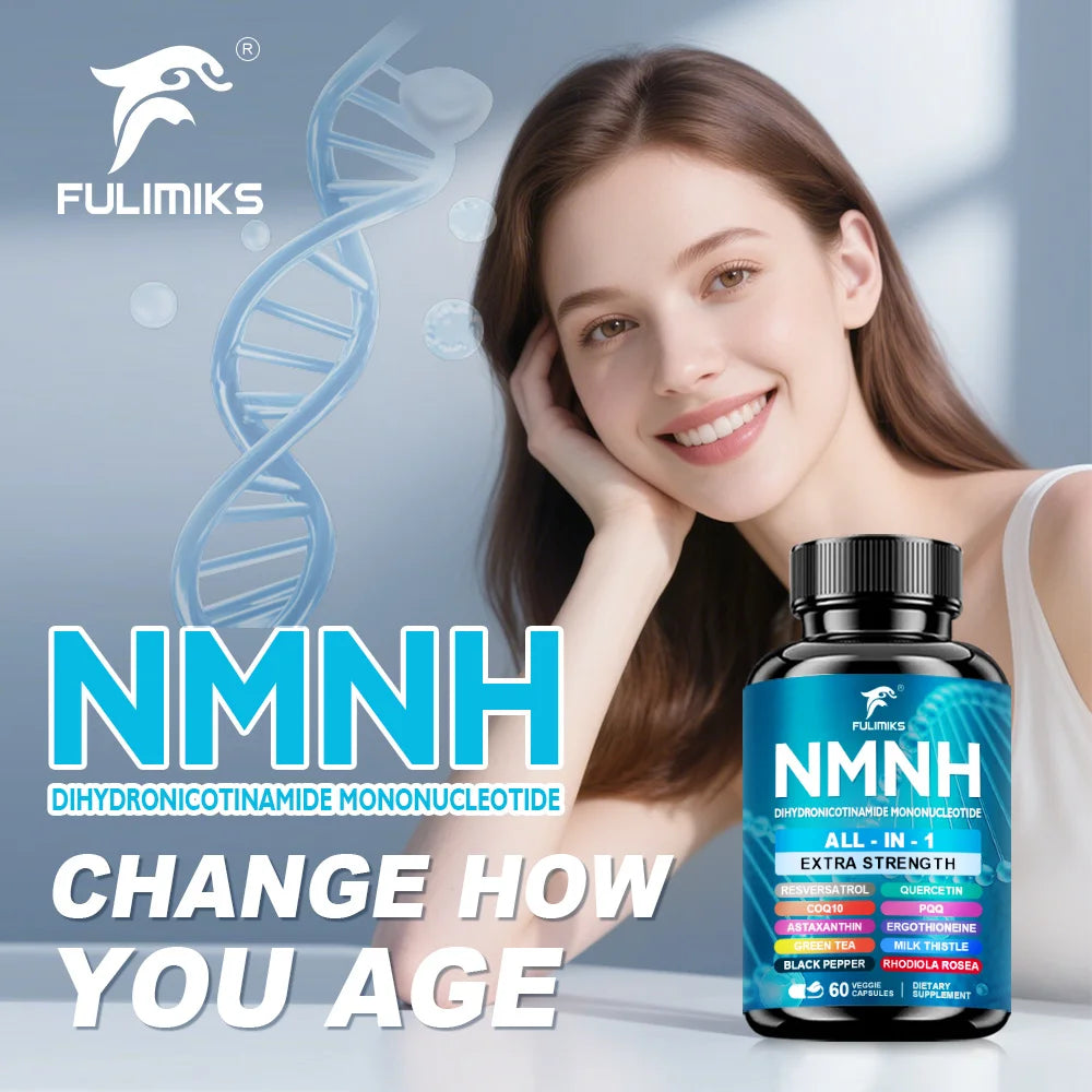 NMNH Supplement Capsules, NAD+ Booster, All-In-1, lmmune System, Energy, 60 Pills - Suitable for Men & Women - Daily Supplement