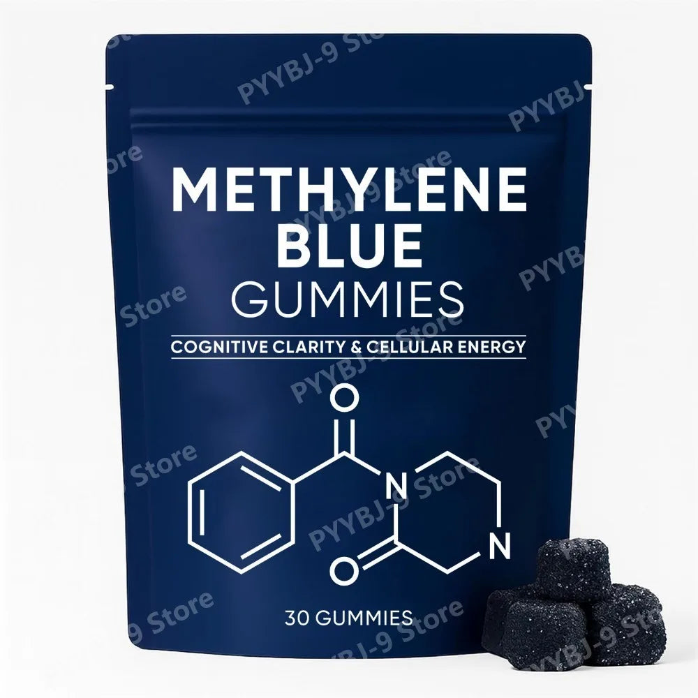 Methylene Blue Gummies with PQQ NAC Vitamin B2 & B3, Supports Cognitive Clarity & Cellular Energy Brain Nutrient for Adults 30Ct