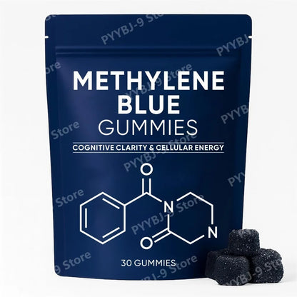 Methylene Blue Gummies with PQQ NAC Vitamin B2 & B3, Supports Cognitive Clarity & Cellular Energy Brain Nutrient for Adults 30Ct