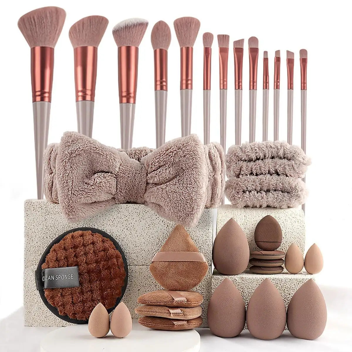 33Pcs Makeup Kit Complete Makeup Brush Set Big Set Includes Soft Brushes Beauty Blender Birthday Christmas New Year Gift