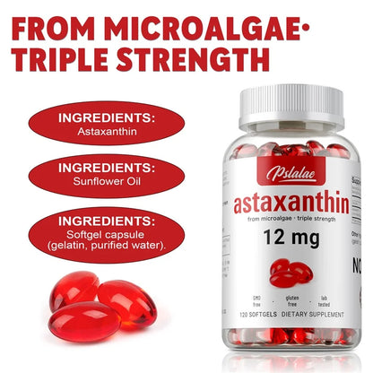 Astaxanthin 12mg - Premium Antioxidant Supplement To Support Eye, Skin, Joint & Immune System Health