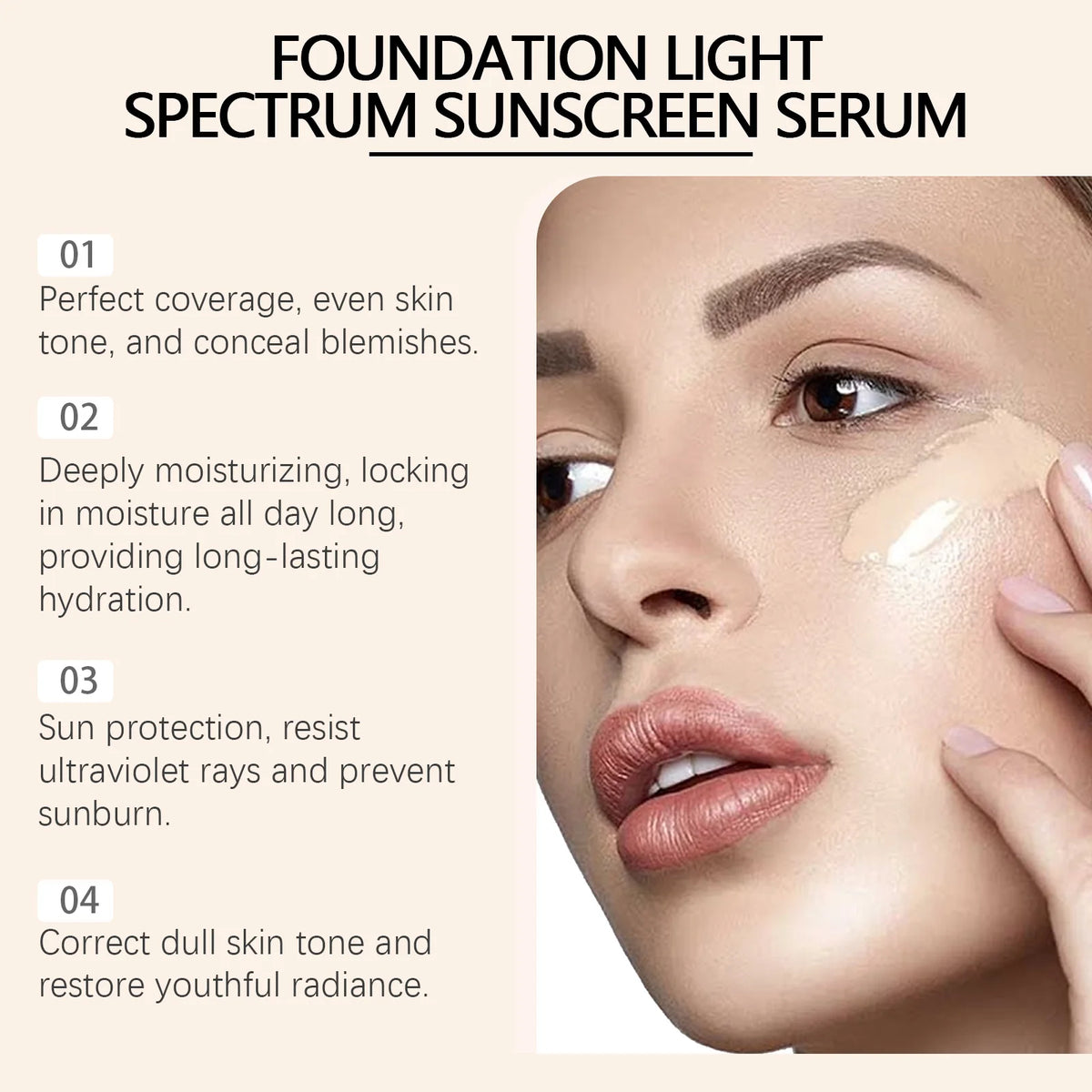 4-in-1 Foundation Liquid Makeup Hydrate Full Coverage Concealer Spf 50 Light Spectrum Sunscreen Serum Repair Moisturizing Primer