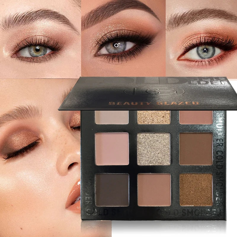 Beauty GLAZED Eyeshadow Palette 9 Color Shimmer Matte Longlasting Waterproof Palette Makeup