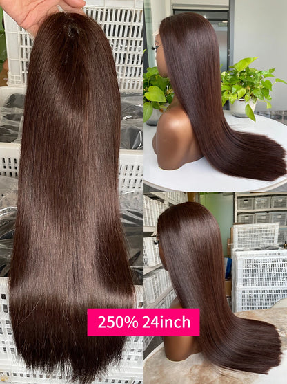 20 22 24 Inch 5x5 Transparent Bone Straight #2 Color 13x4 13x6 Lace Frontal Wig 250 Density Vietnamese Human Hair Wigs For Women