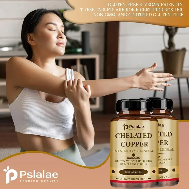 Chelated Copper Capsules - Supports Bone, Skin, and Nervous System Health, Promotes Collagen Synthesis, and Enhances Immunity
