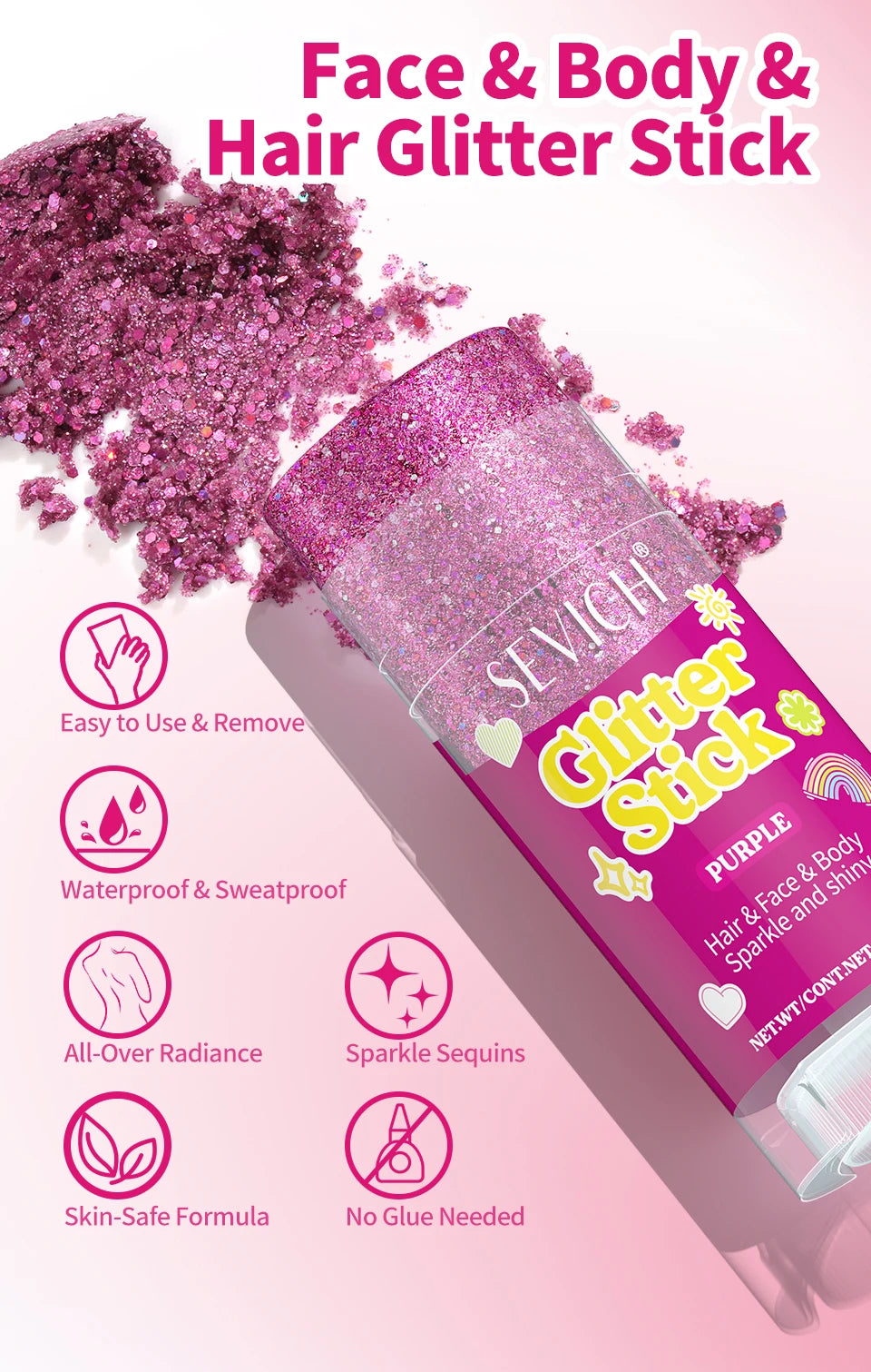 Sparkling Sequins Glitter Gel Stick 8 Colors Sequin Body Glitter Cosmetic Stick Hair Glitter Stick Festival Makeup for Christmas