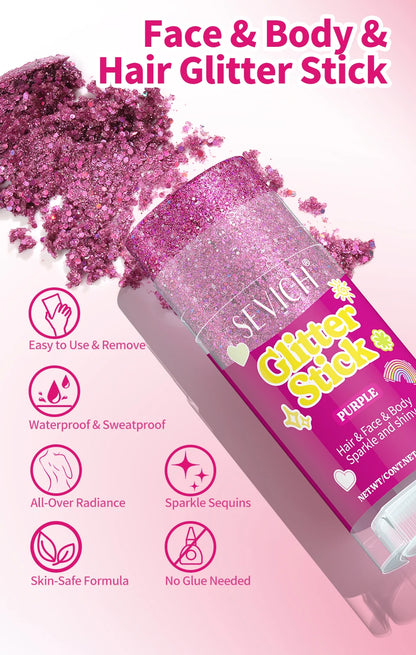 Sparkling Sequins Glitter Gel Stick 8 Colors Sequin Body Glitter Cosmetic Stick Hair Glitter Stick Festival Makeup for Christmas