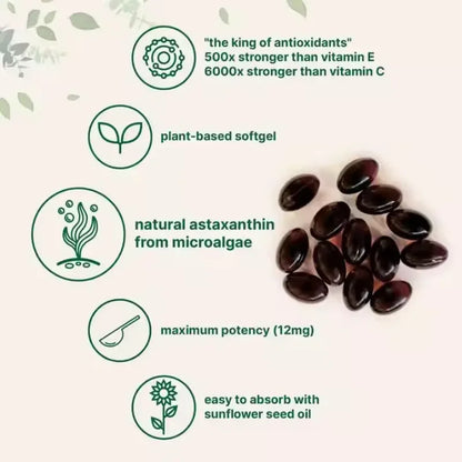 120Softgels Astaxanthin Capsules Support Eye,Joint And Skin Health And Immunity Promote Cardiovascular Health Reduce Blood Clots