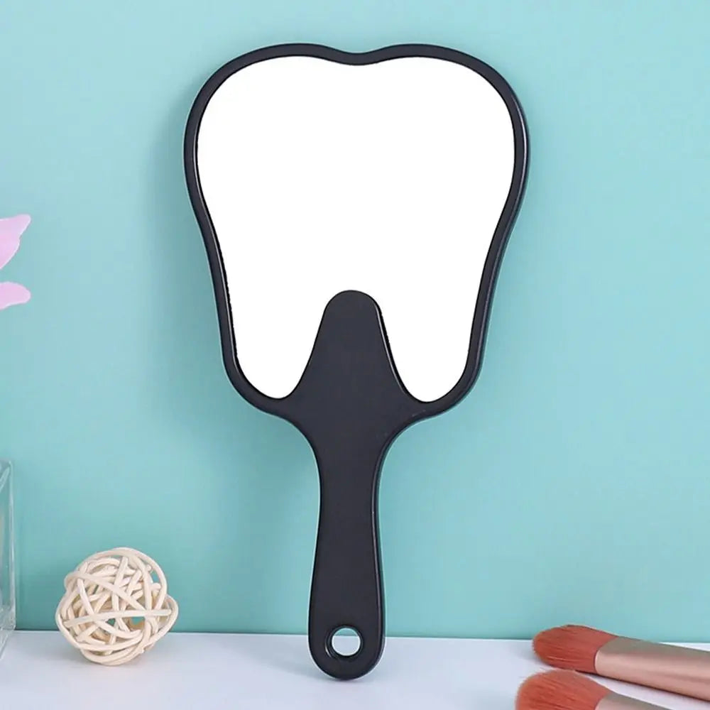 Universal Tooth Shaped Handheld Mirror PVC High Definition Makeup Mirror Dental Mirrors Gift