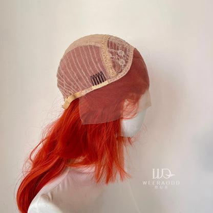 Orange Red  13x4 Synthetic Lace Front Wigs for Women Cosplay Shoulder Length Short Curly Synthetic Wigs Layers Ponytails