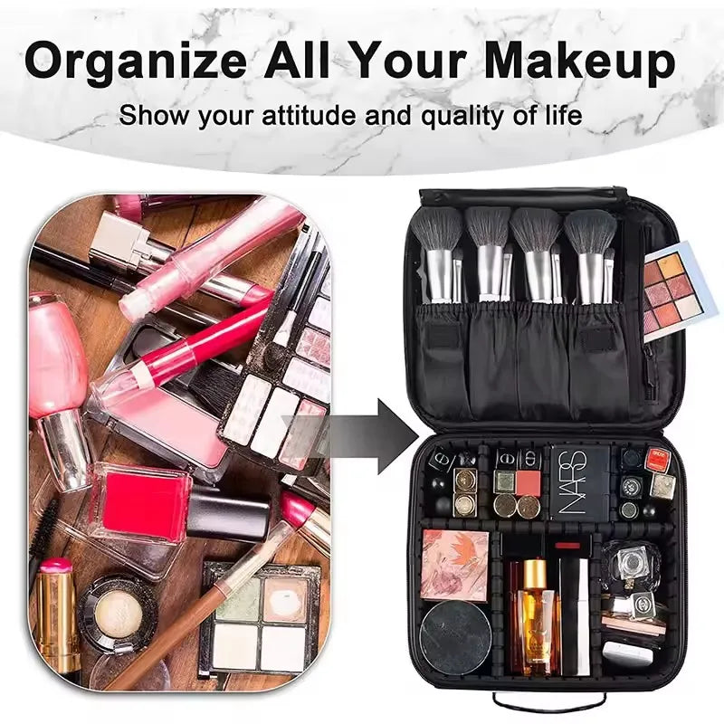 New PU Leather Cosmetic Bag For Women Professional Makeup Case Travel Toiletry Makeup Bag Beauty Nail ToolBox Make Up Handbag
