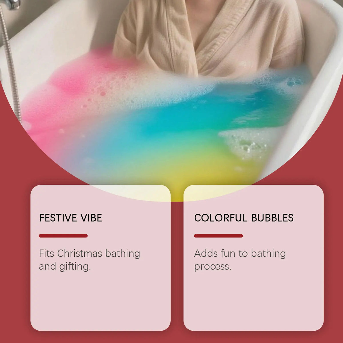 OceAura Christmas Bath Balls Holiday Gift Deep Cleaning Gentle Moisturizing Colorful Bubble No Residue Gift Box Bath Ball 120g