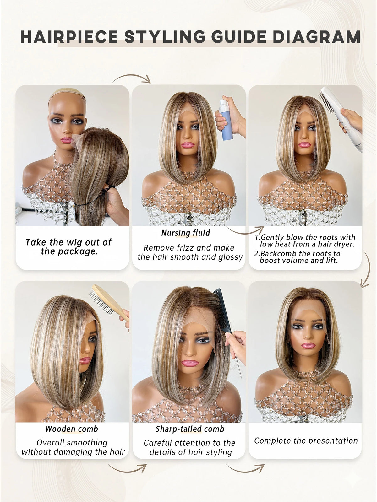 13x6 HD Transparent Lace Front Bob Wig 12" Short Straight Highlight Brown Blonde Synthetic Wigs for Women Glueless Pre Plucked