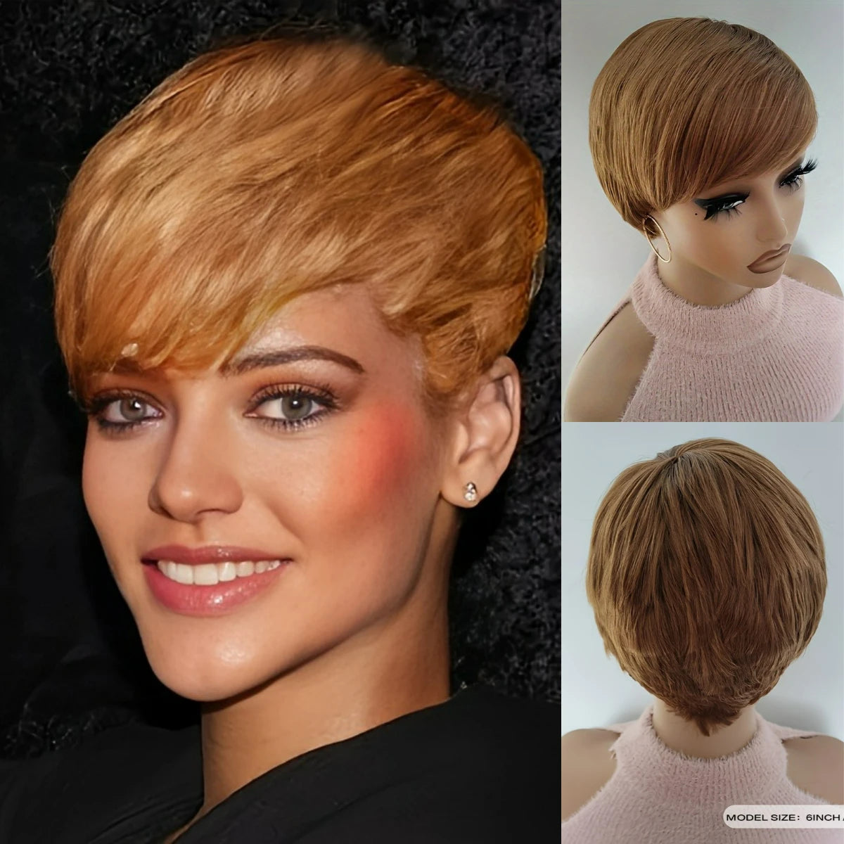 Short Synthetic Pixie Wigs Pixie Cut Short White Wavy Wigs Layered Short Synthetic Hair Wigs For Women