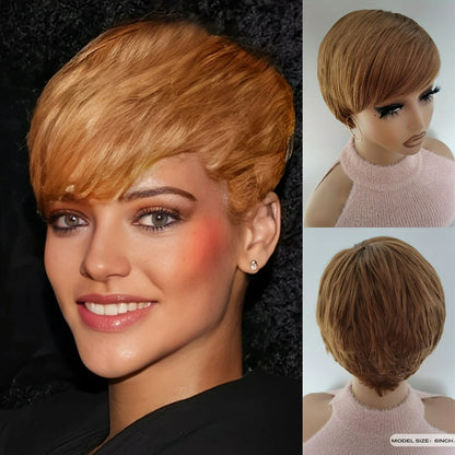 Short Synthetic Pixie Wigs Pixie Cut Short White Wavy Wigs Layered Short Synthetic Hair Wigs For Women