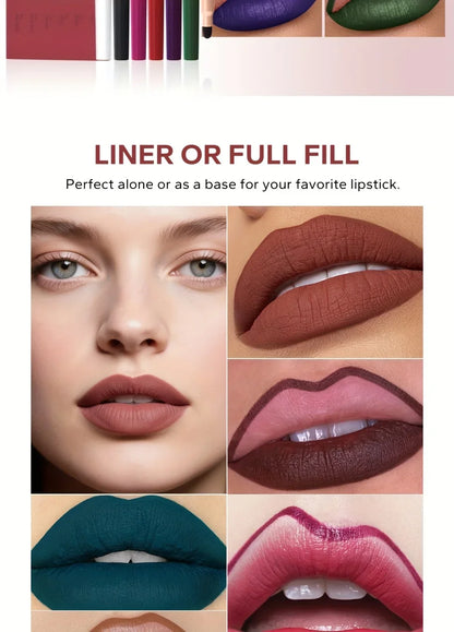 Beauty Glazed 6pcs Matte Nude Sponge Lip Liner Set  Long-Lasting Silky Waterproof Texture Multi-Function Makeup Pens
