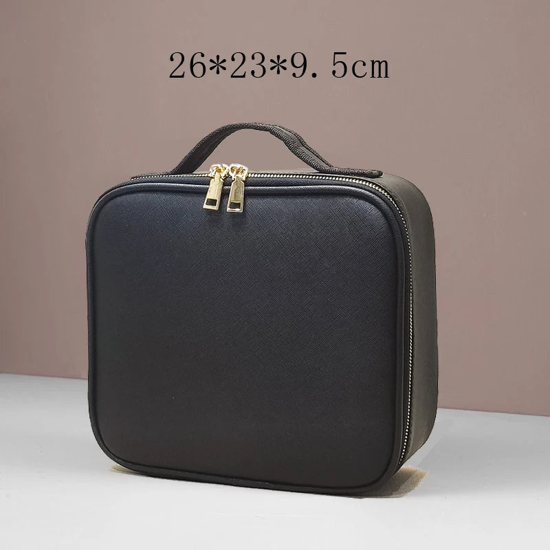 Waterproof PU Leather Cosmetic Bag Professional Large Capacity Storage Make Up Handbag Case Travel Toiletry Makeup Bag For Women
